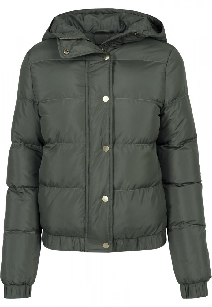 Tmavě olivová dámská zimní bunda Urban Classics Ladies Hooded Puffer Jacket S