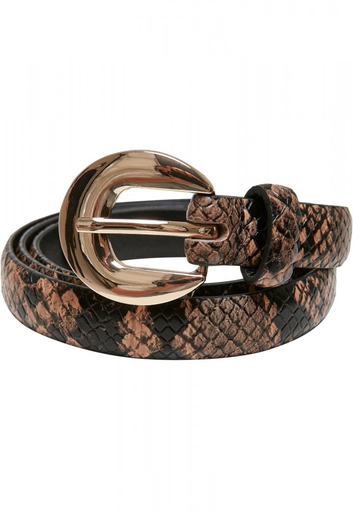 Snake Synthetic Leather Ladies Belt - beige/black L/XL