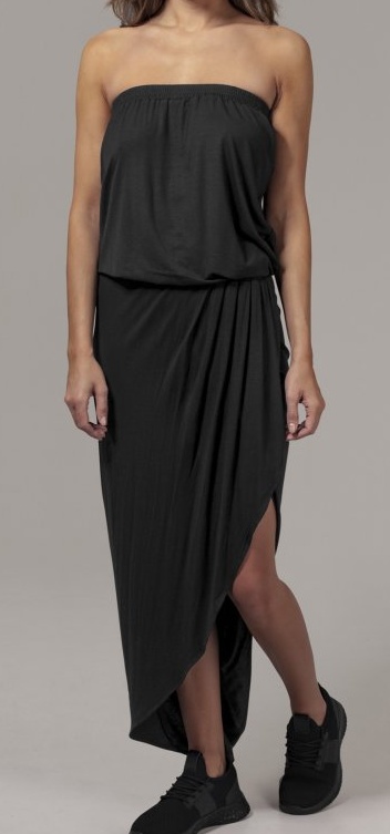 Šaty Urban Classics Ladies Viscose Bandeau Dress - black XXL