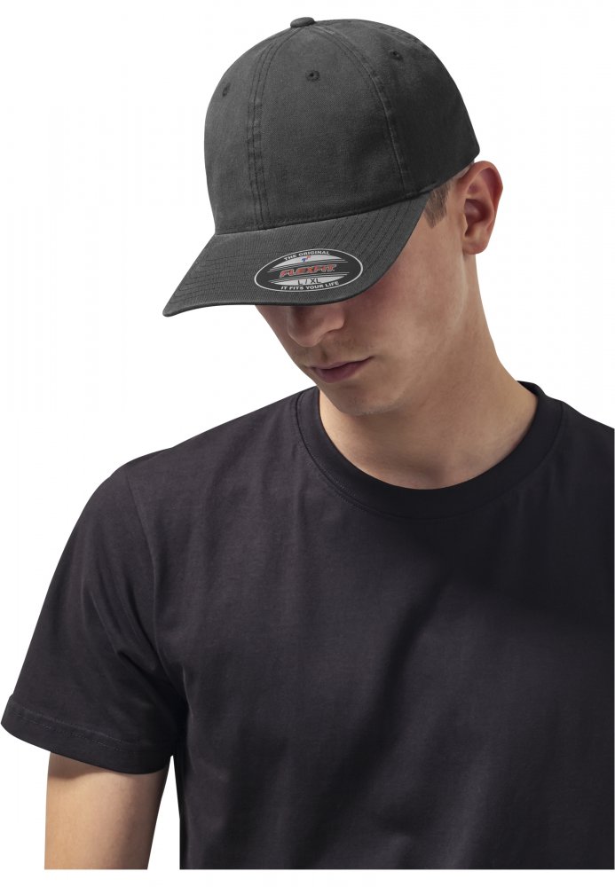 Flexfit Garment Washed Cotton Dad Hat - black L/XL