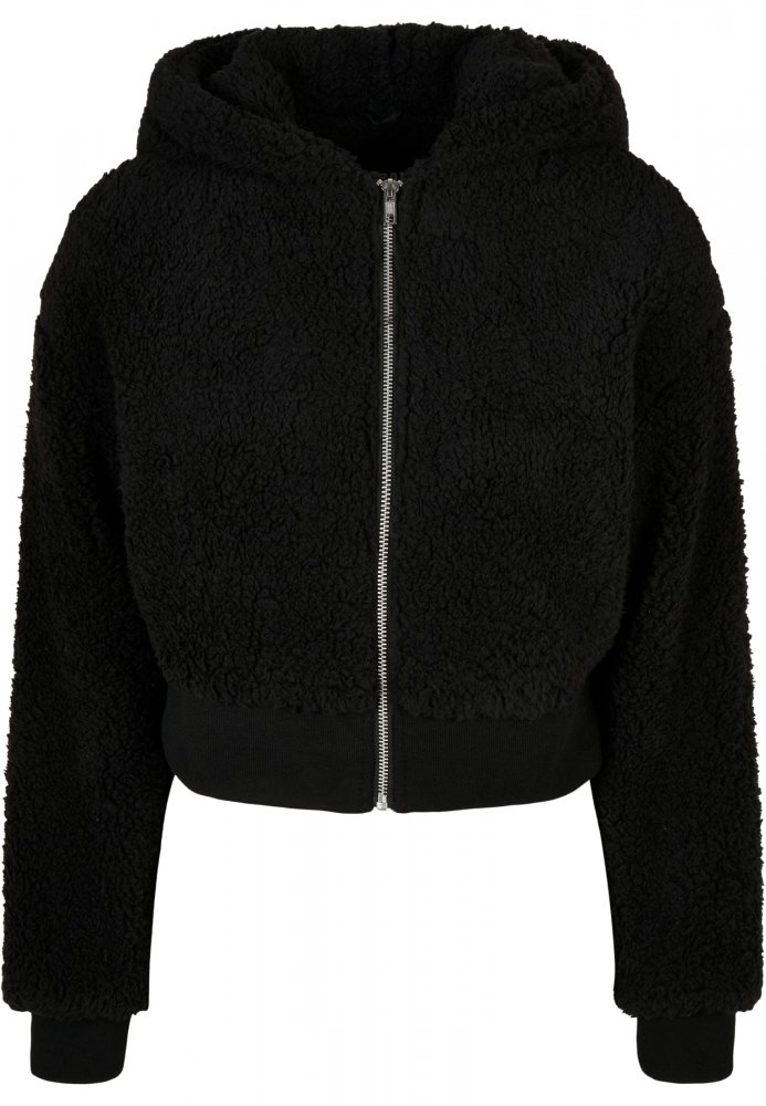 Ladies Short Oversized Sherpa Jacket - black S