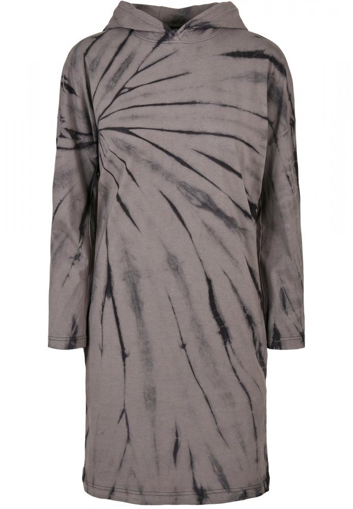 Šedé dámské šaty Urban Classics Oversized Tie Dye Hoody Dress M