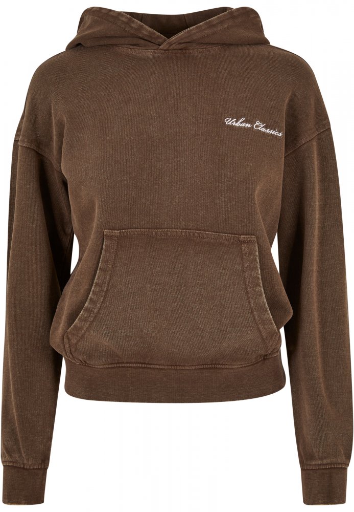 Ladies Small Embroidery Terry Hoody - brown L