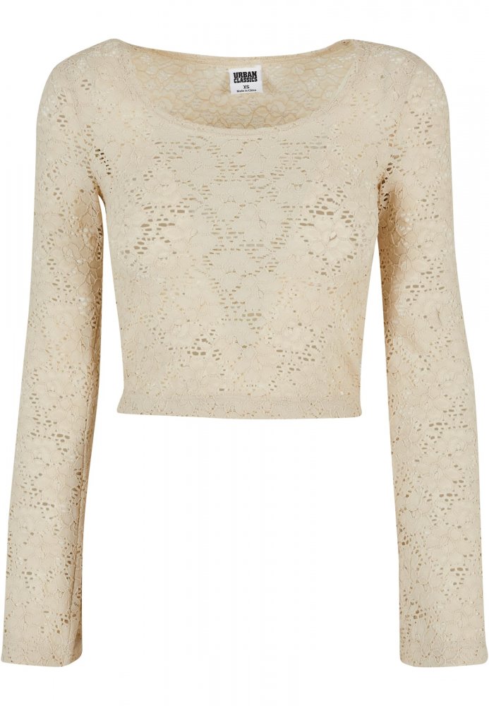 Ladies Cropped Lace Longsleeve - softseagrass XS