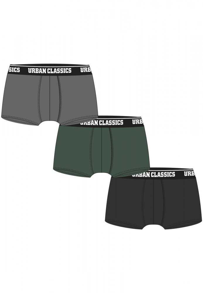Boxer Shorts 3-Pack - grey+darkgreen+black XXL