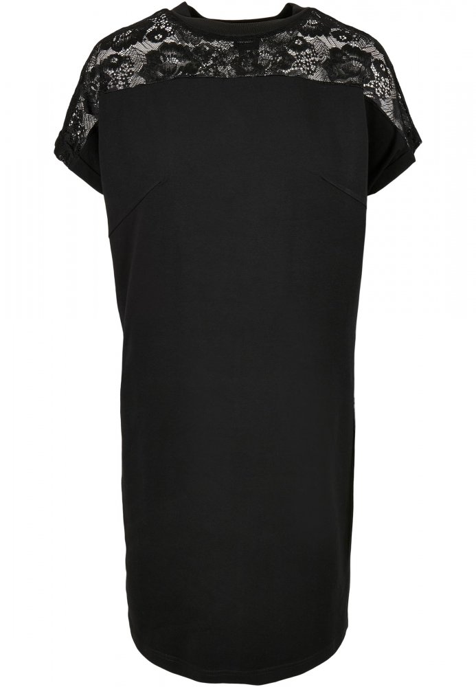 Ladies Lace Tee Dress - black XS