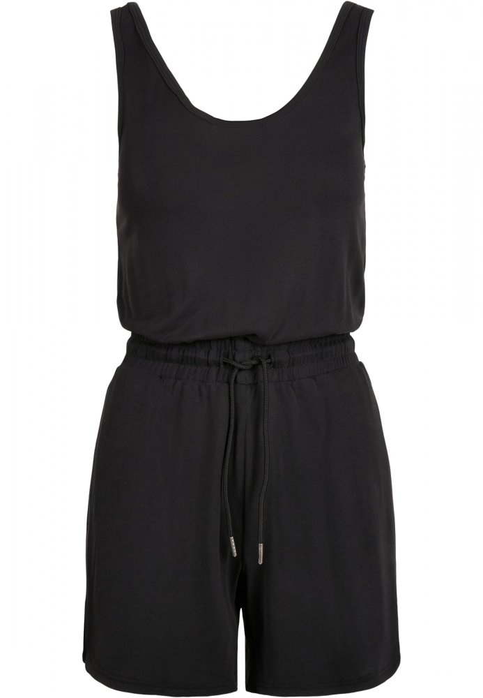 Ladies Short Sleevless Modal Jumpsuit - black XL