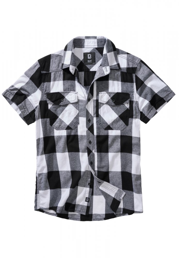 Bílo/černá pánská košile Brandit Checkshirt Halfsleeve L