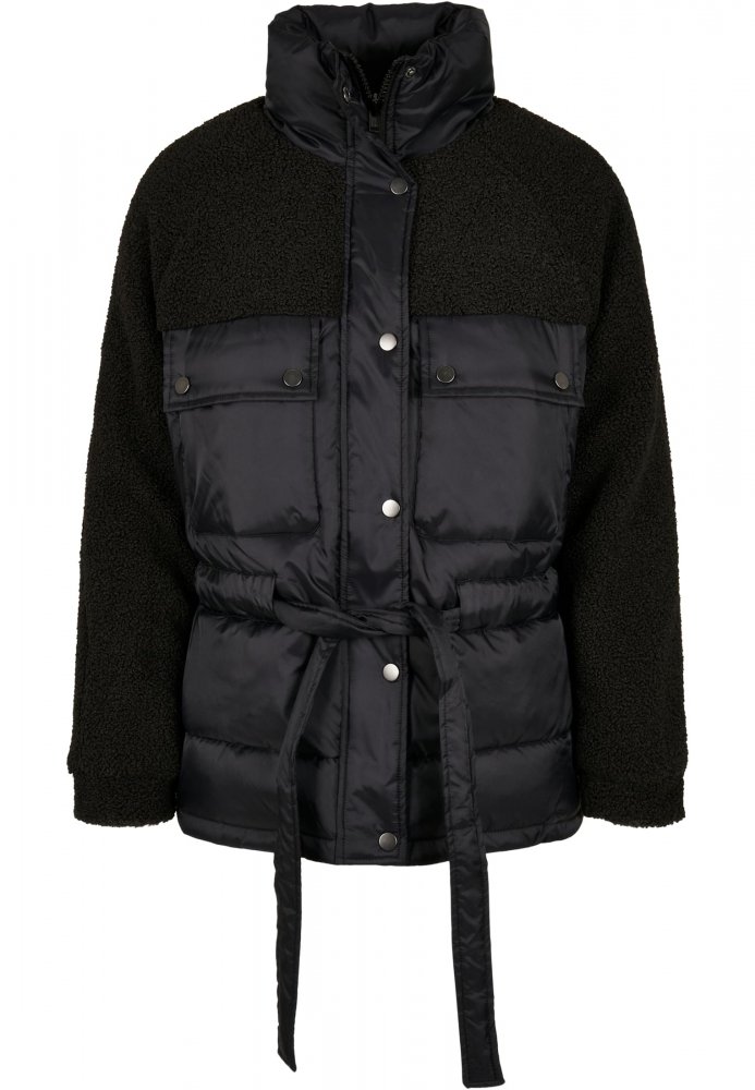 Ladies Sherpa Mix Puffer Jacket - black XXL