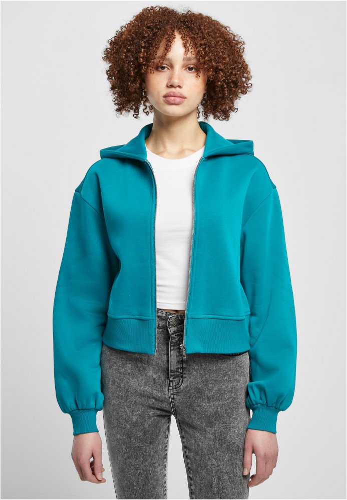 Ladies Short Oversized Zip Jacket - watergreen S