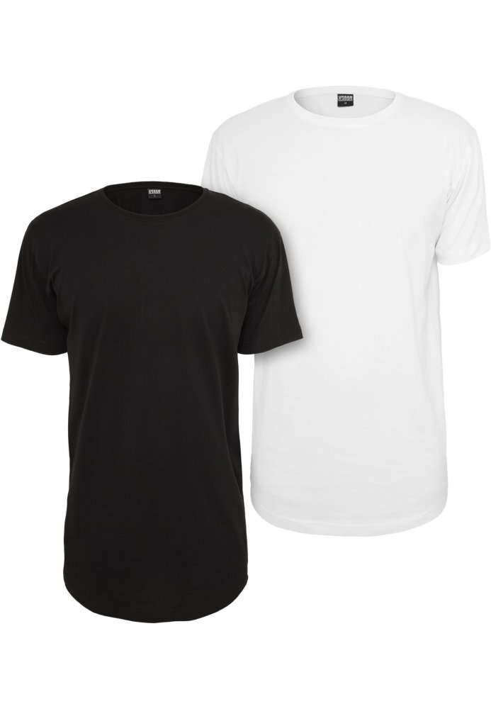 Shaped Long Tee 2-Pack - blk/wht 2XL
