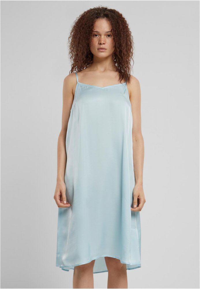 Ladies Viscose Satin Slip Dress - oceanblue L