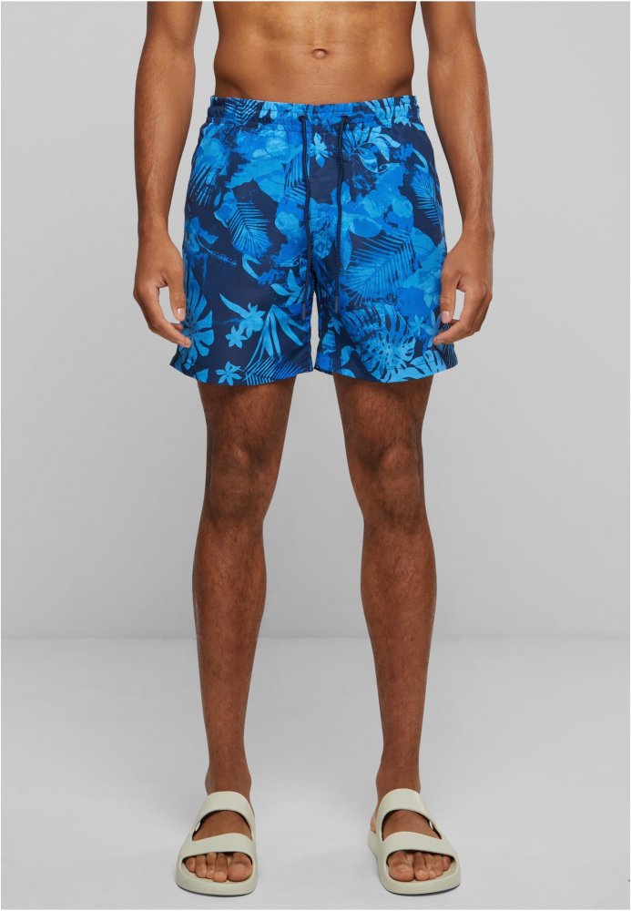 Pattern Swim Shorts - blue flower XL