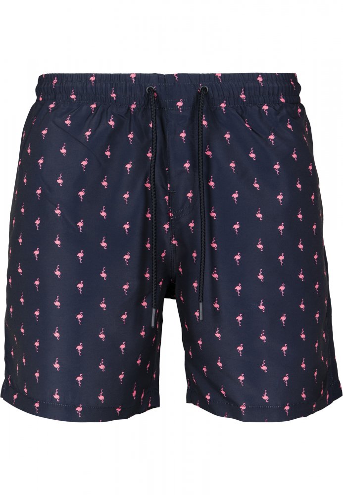 Pánské koupací šortky Urban Classics Pattern Swim Shorts - flamingo 3XL