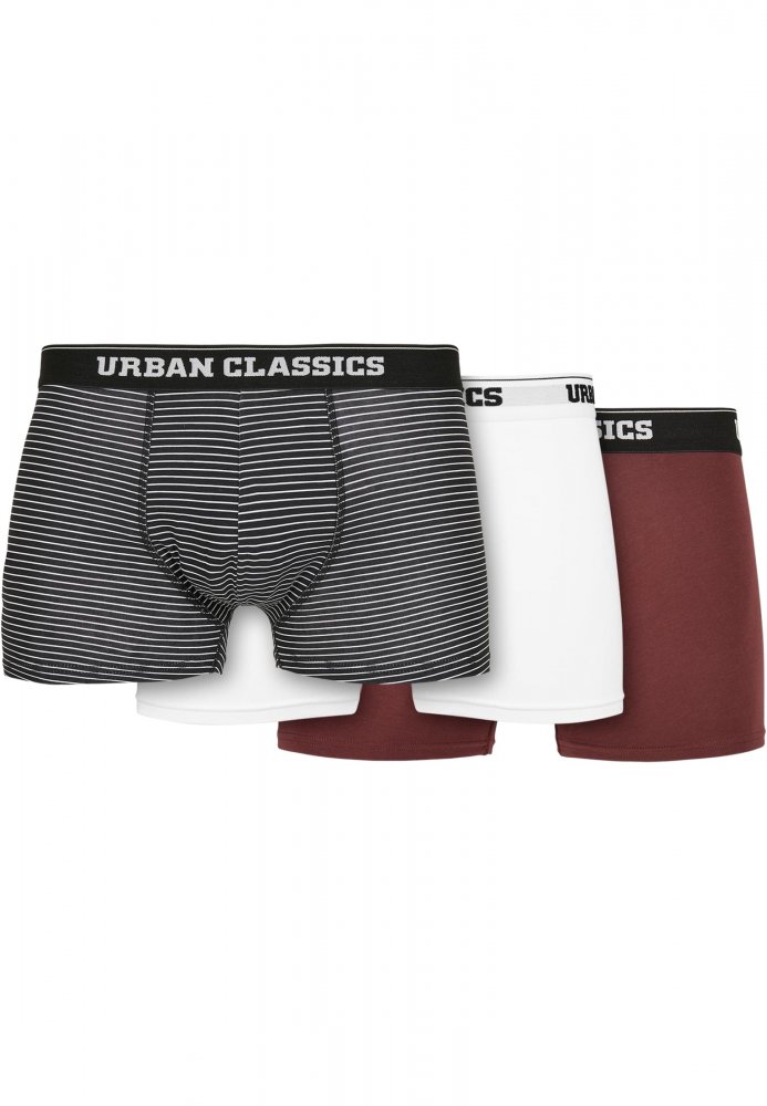 Organic Boxer Shorts 3-Pack - mini stripe aop+white+cherry S