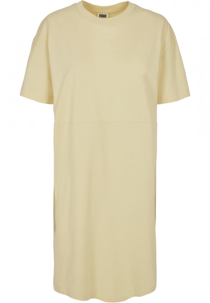 Ladies Organic Oversized Slit Tee Dress - softyellow S