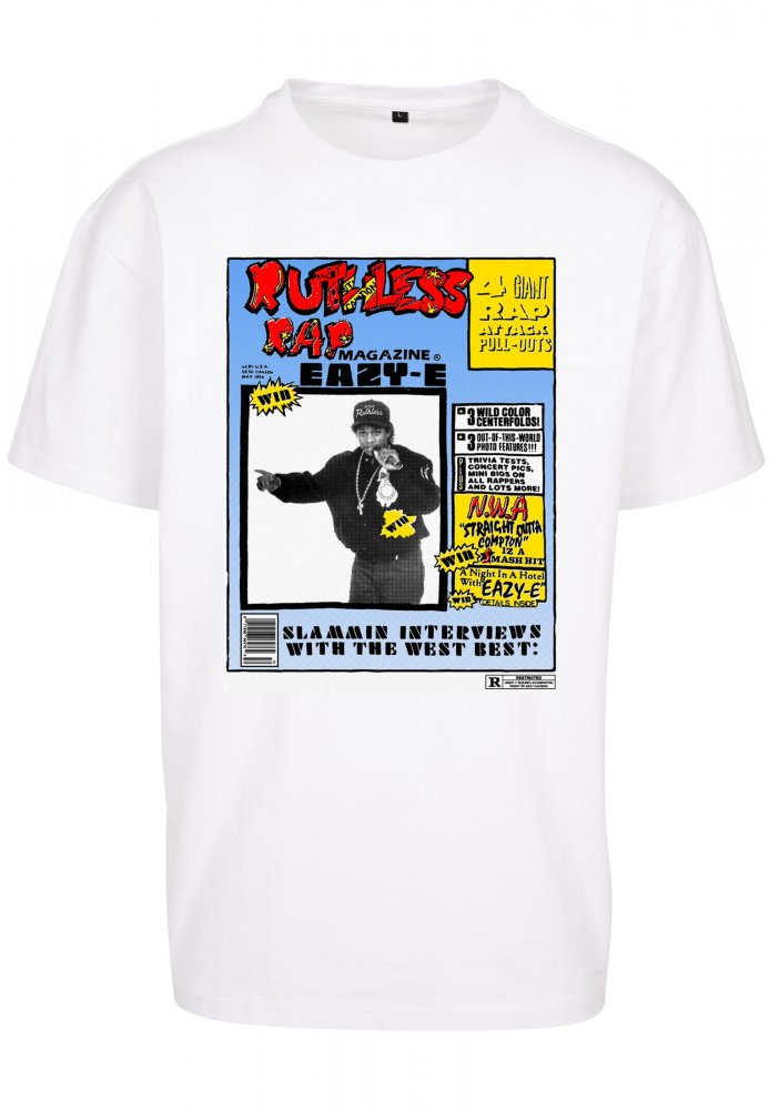 Bílé pánské tričko Mister Tee Eazy-E RAP Magazine Oversize XXL