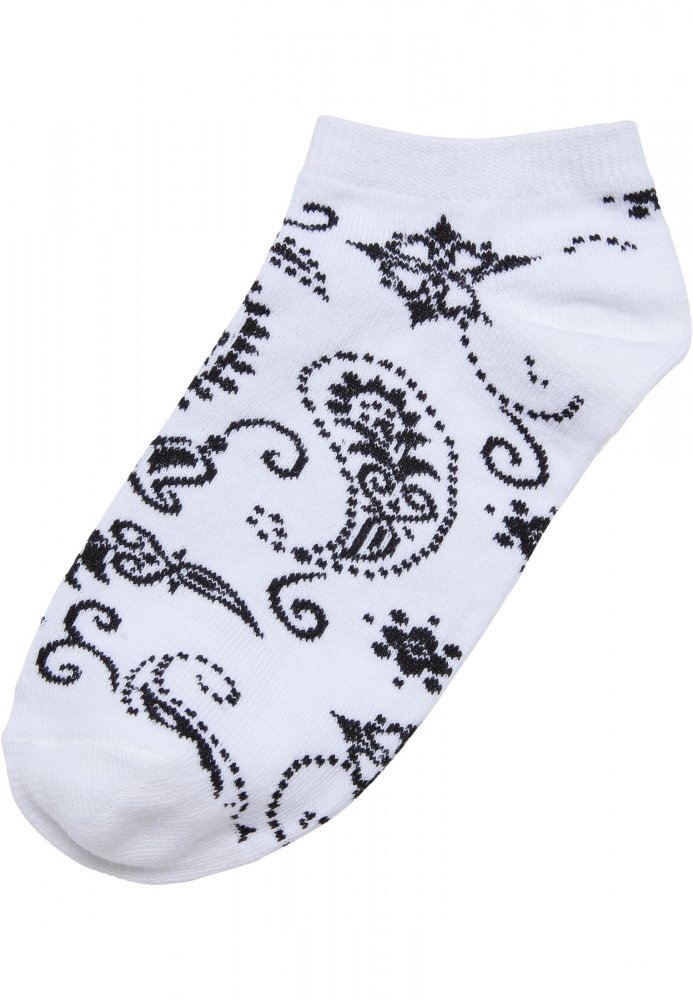 Bandana Pattern No Show Socks 5-Pack - white 47-50