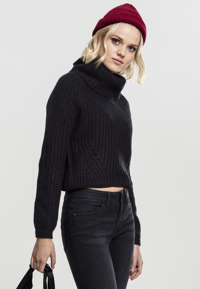 Svetr Urban Classics Ladies Short Turtleneck Sweater - black S