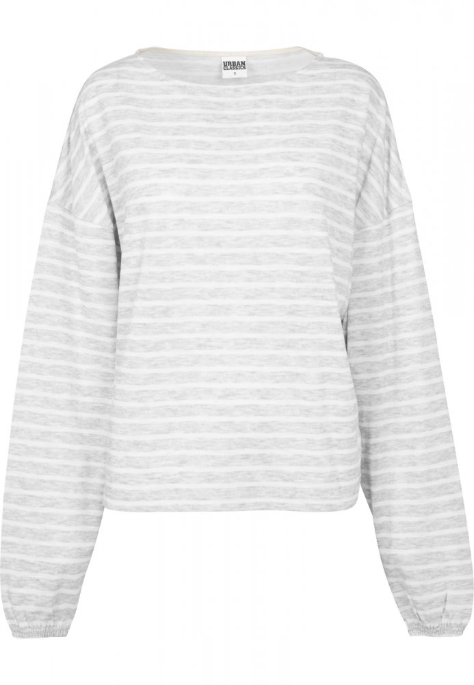Ladies Oversize Stripe Pullover - grey/white S