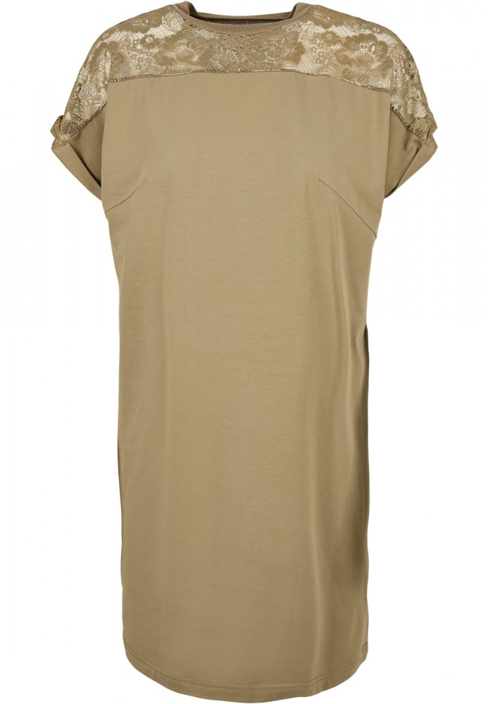 Ladies Lace Tee Dress - khaki XL