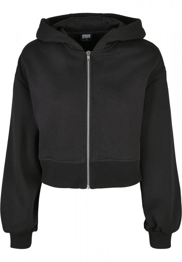 Ladies Short Oversized Zip Jacket - black XS