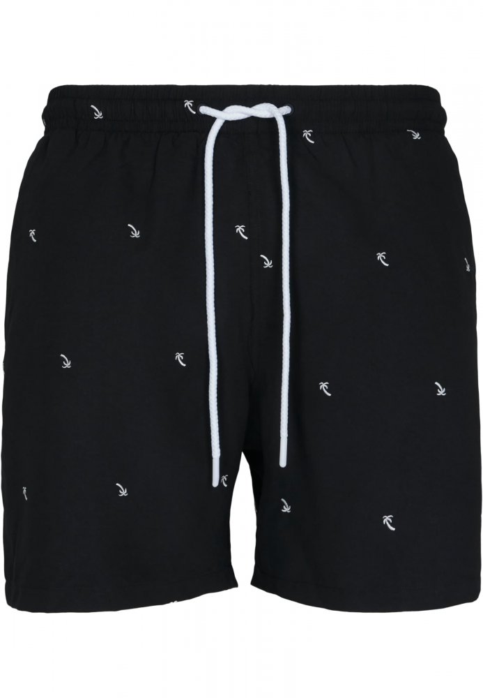 Embroidery Swim Shorts - black/palmtree XL