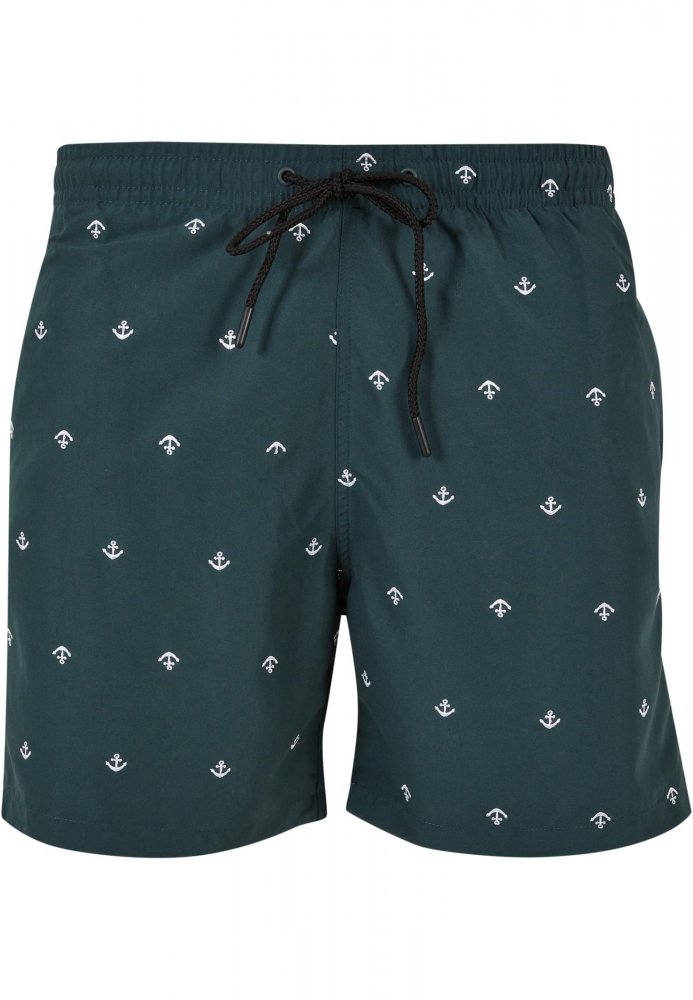 Embroidery Swim Shorts - anchor/bottlegreen/white S