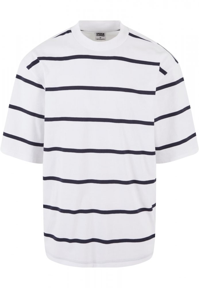 Oversized Sleeve Modern Stripe Tee - white/navy XXL