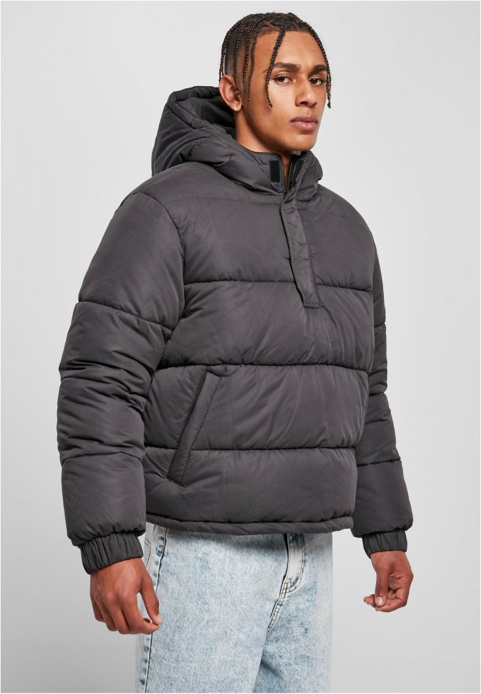 Černá pánská zimní bunda Urban Classics Hooded Cropped Pull Over XXL