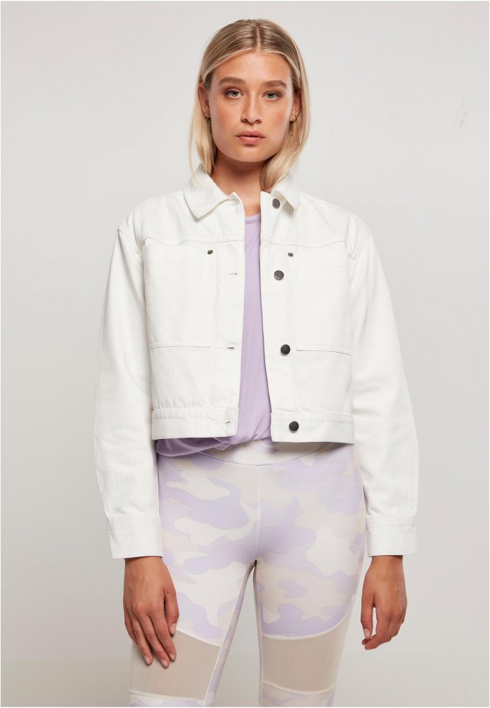Ladies Short Boxy Worker Jacket - white XL