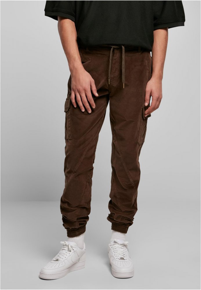 Corduroy Cargo Jogging Pants - darkolive L