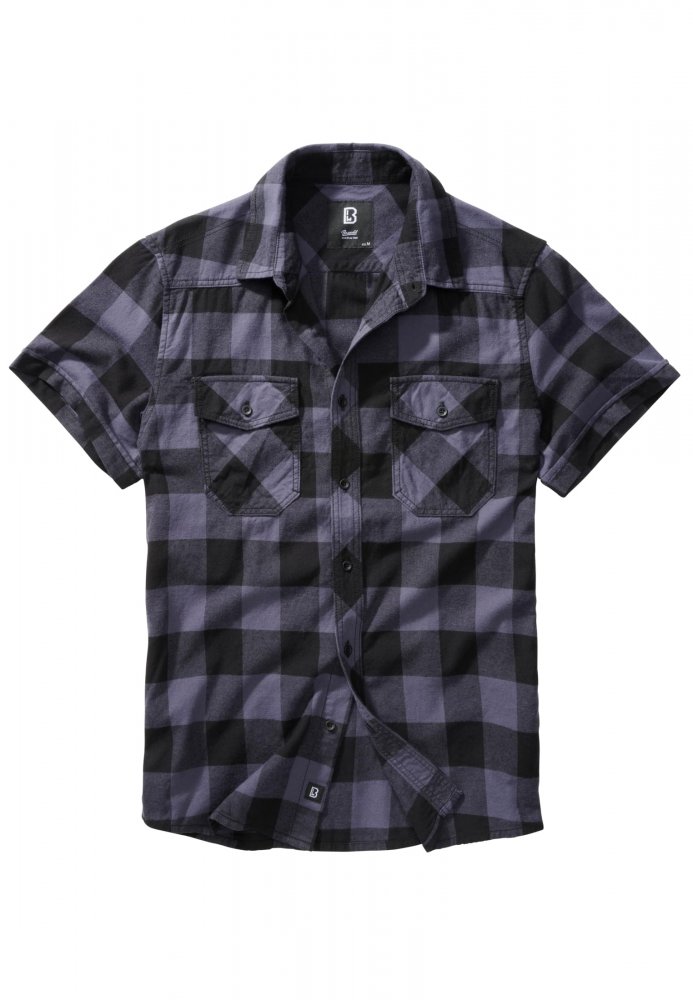 Černo/šedá pánská košile Brandit Checkshirt Halfsleeve XXL