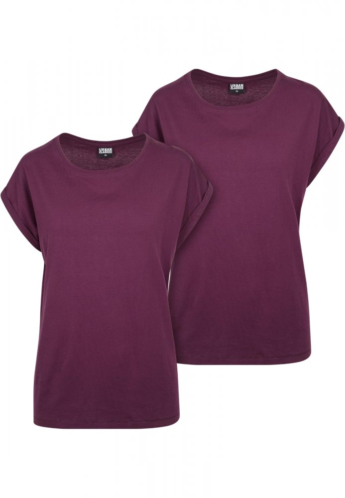 Ladies Extended Shoulder Tee 2-Pack - cherry/cherry XS