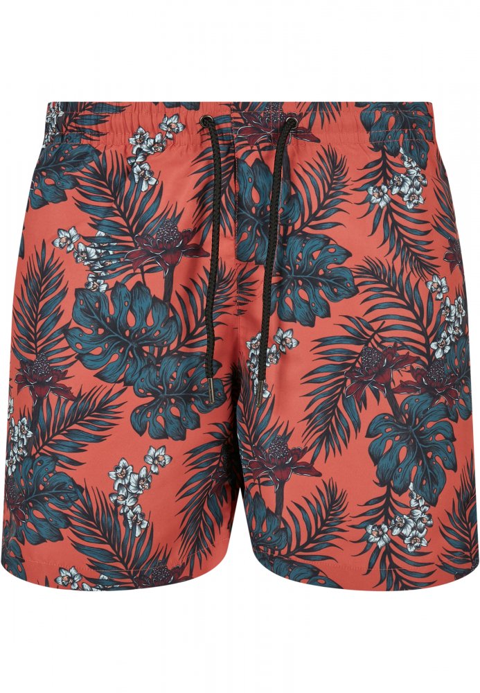 Pánské koupací šortky Urban Classics Pattern Swim Shorts - dark tropical aop S