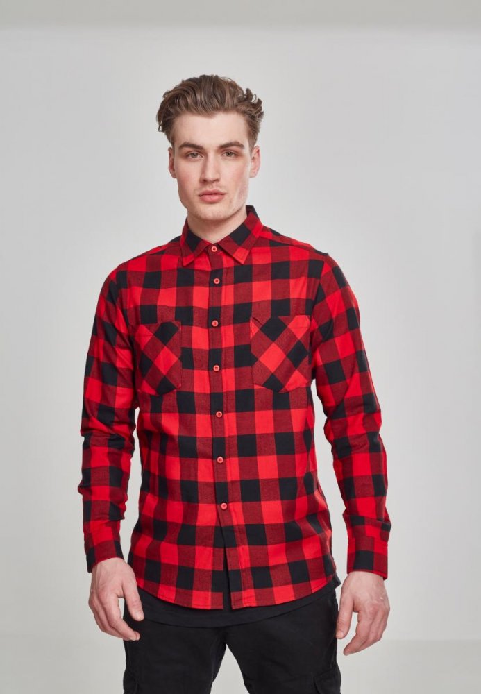Černo/červená pánská košile Urban Classics Checked Flanell Shirt M