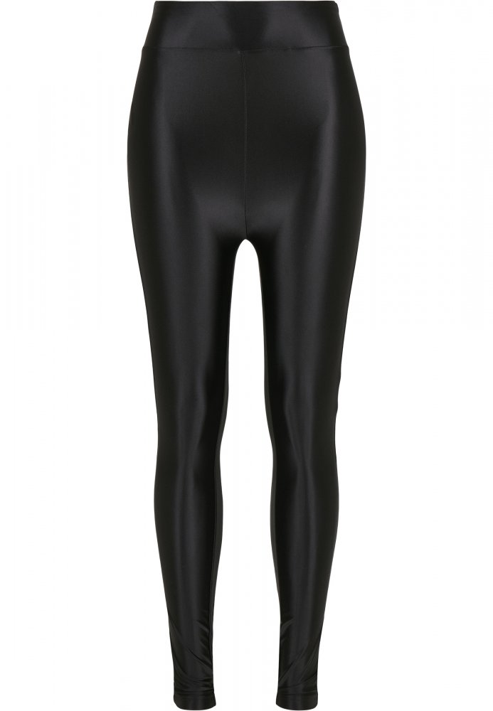 Ladies Highwaist Shiny Metallic Leggings - black XL