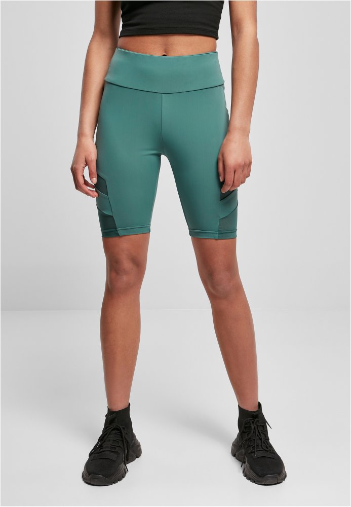 Ladies High Waist Tech Mesh Cycle Shorts - paleleaf XL