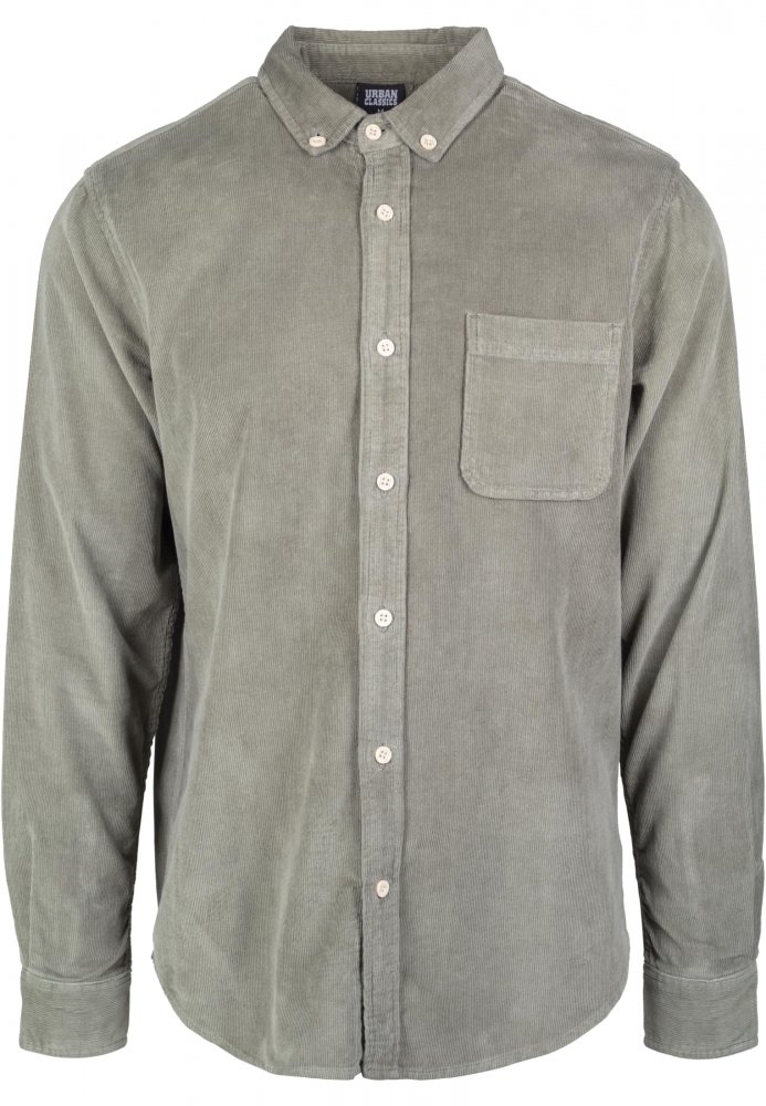Olivová pánská košile Urban Classics Corduroy Shirt XXL