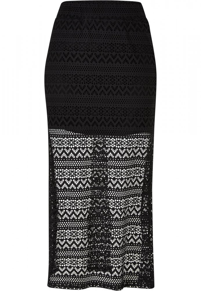 Dámská sukně Urban Classics Stretch Crochet Lace Midi - černá M