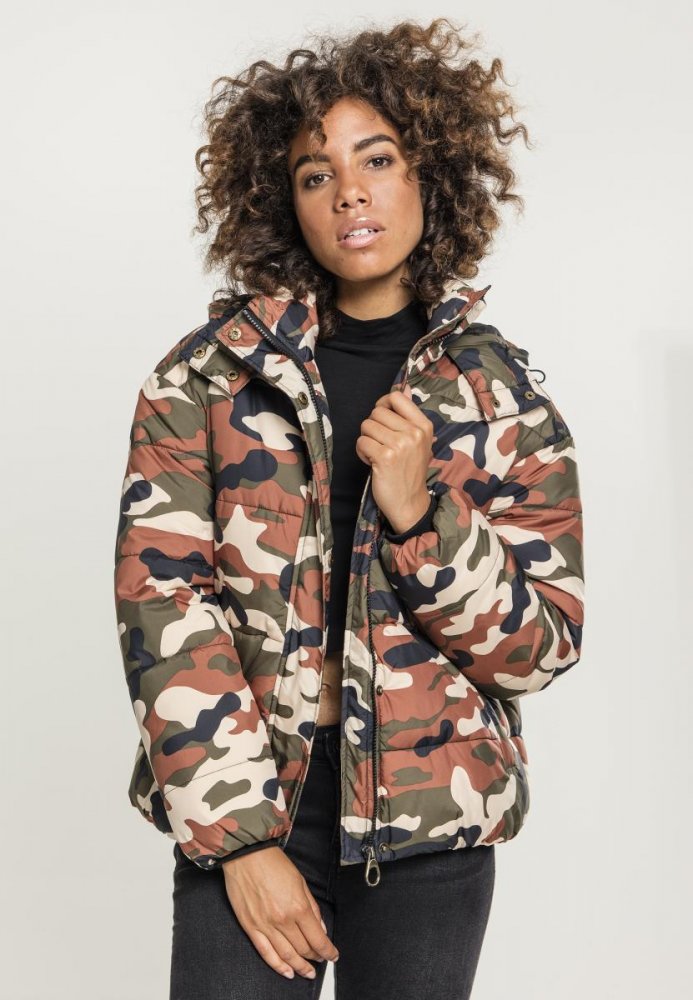 Ladies Boyfriend Camo Puffer Jacket L