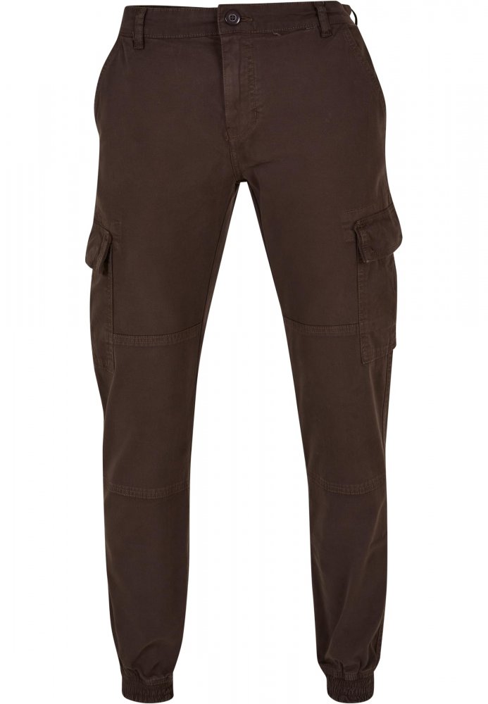 Washed Cargo Twill Jogging Pants - brown 34