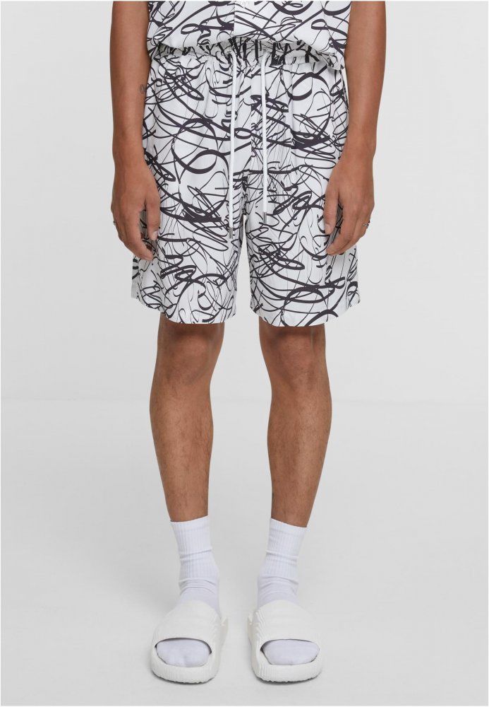 Viscose AOP Resort Shorts - whitescribble 4XL