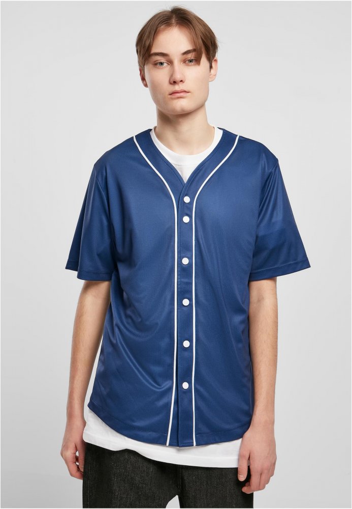 Modré pánské tričko Urban Classics Baseball Mesh Jersey XXL