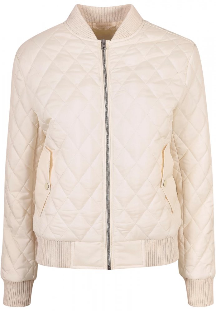 Ladies Diamond Quilt Nylon Jacket - whitesand S