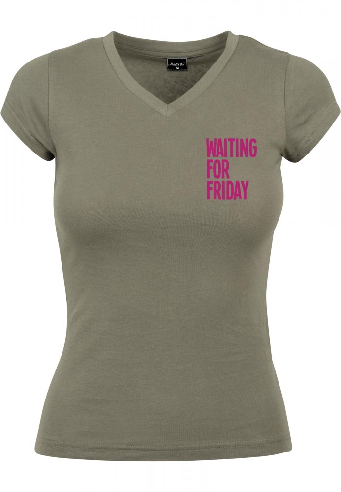 Ladies Waiting For Friday Box Tee - olive L