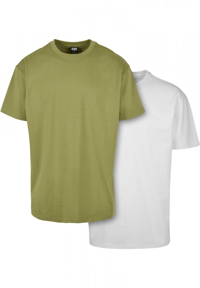 Heavy Oversized Tee 2-Pack - newolive+white L