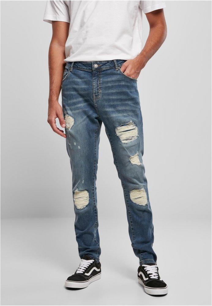 Heavy Destroyed Slim Fit Jeans - blue heavy destroyed washed 28/32