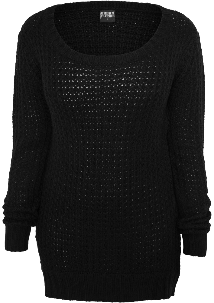 Ladies Long Wideneck Sweater - black L