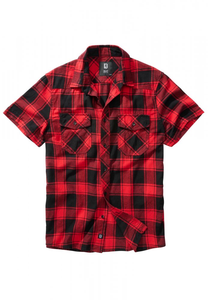 Červeno/černá pánská košile Brandit Checkshirt Halfsleeve S